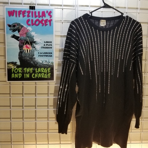 Krizia Maglia Vintage Angora Sweater w Silver Sz S